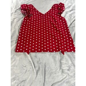 Polka Dot Red White Minnie Mouse DisneyBound Ruffle Sleeve Tie Back Size Small